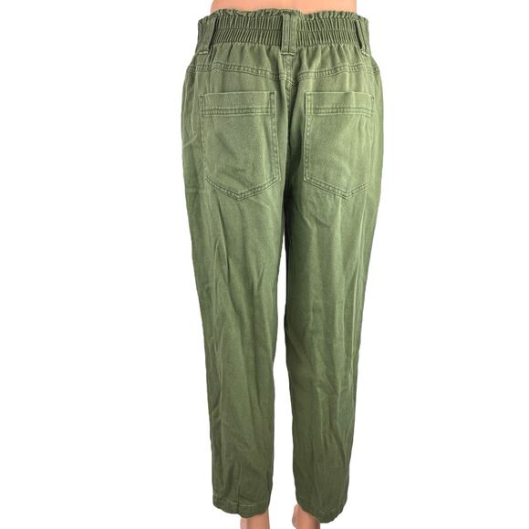 Knox Rose Green High Rise Button Fly Cropped Straight Leg Casual Pants Size XS - Picture 3 of 6